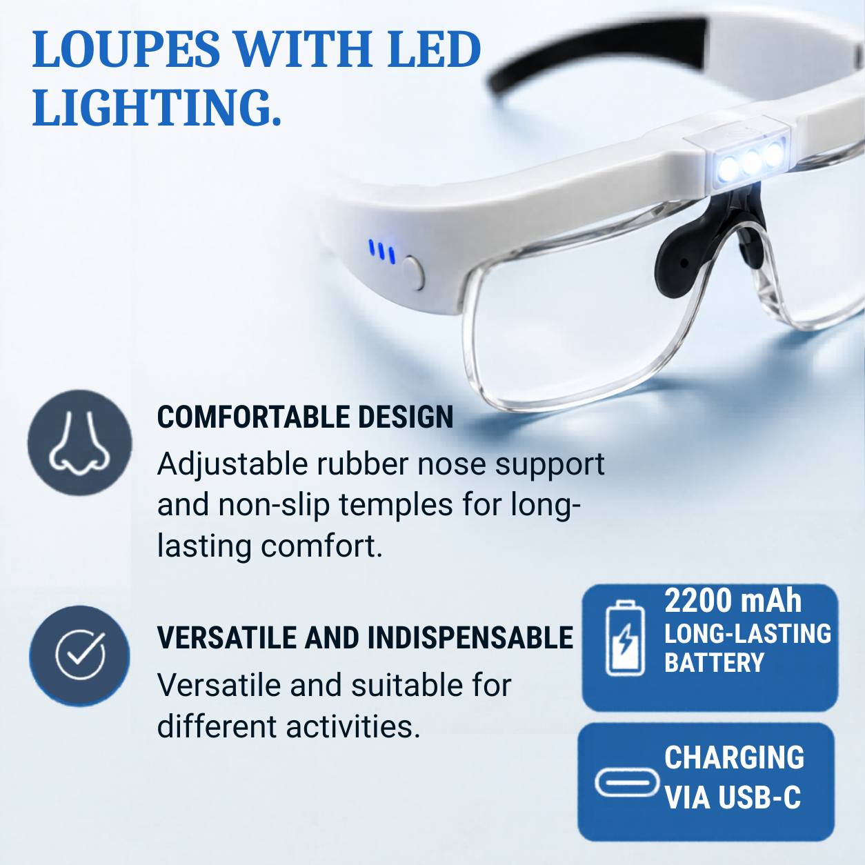 [locale:en] Precision lenses with LED lighting, comfortable design and long-lasting battery